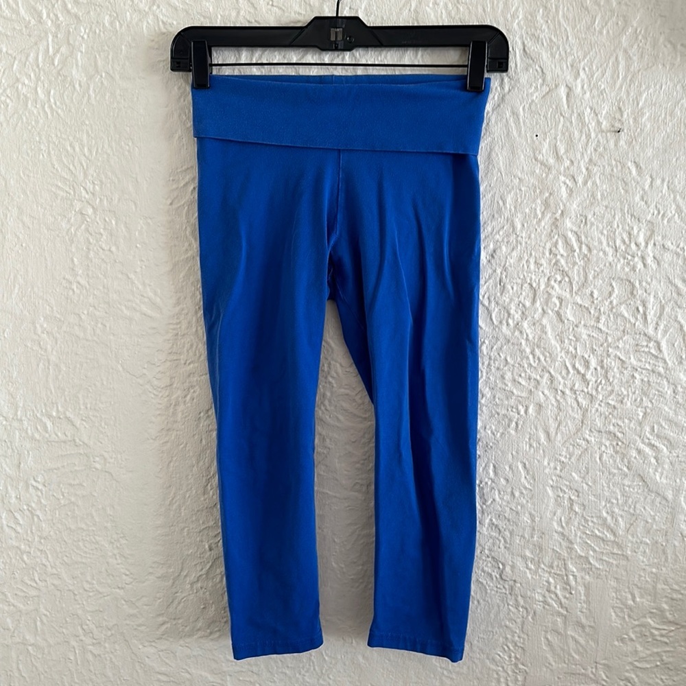 Aerie Blue y2k Fold Over Waist Yoga Leggings Cropped XS
